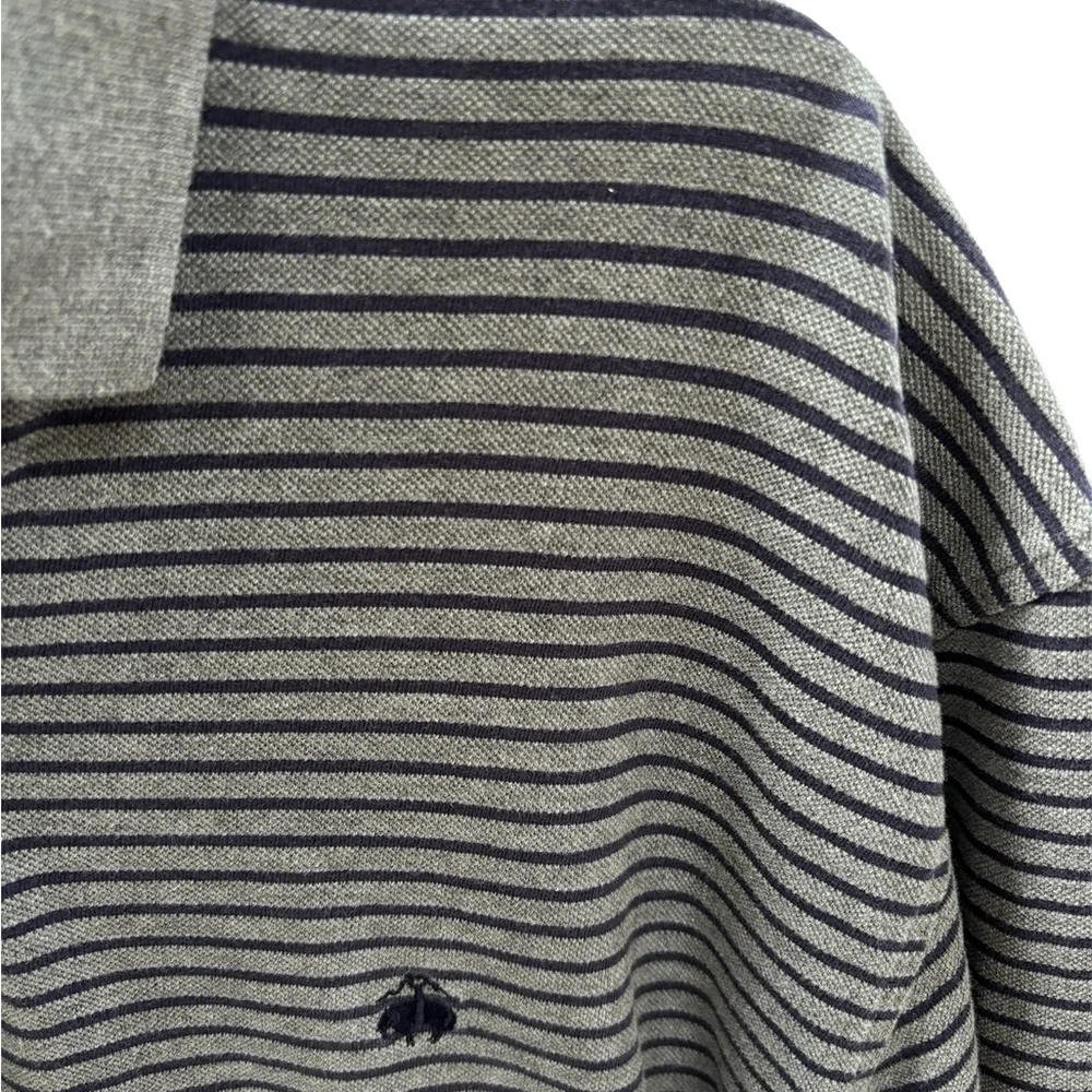 Brooks Brothers Men’s Golden Fleece Gray/Blue Striped Polo‎ Large